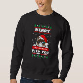 Sweatshirt Ugly Christmas Grouchy Cat (Devant)
