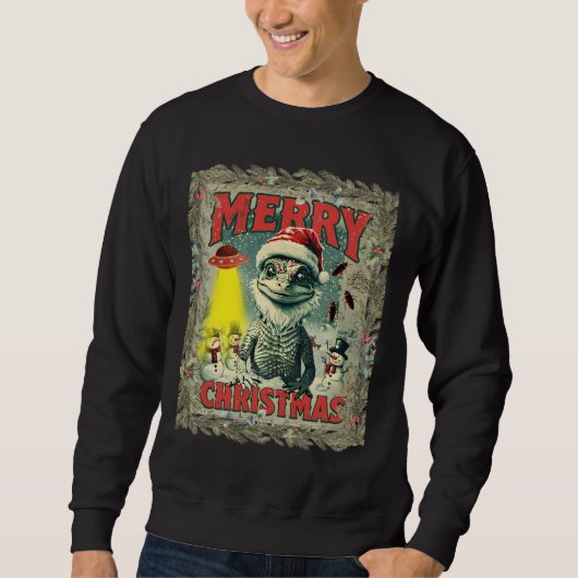 Sweatshirt Ugly Christmas shirt Santa lizard aliens cockroach (Devant)