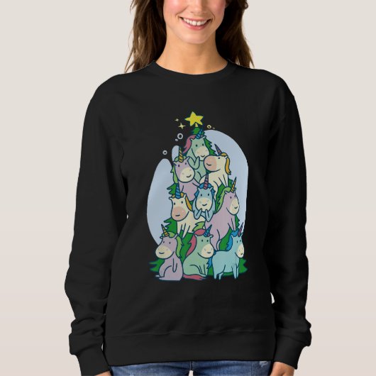 Sweatshirt Ugly Christmas Sweater Unicorn Tree Christmas Unic (Devant)