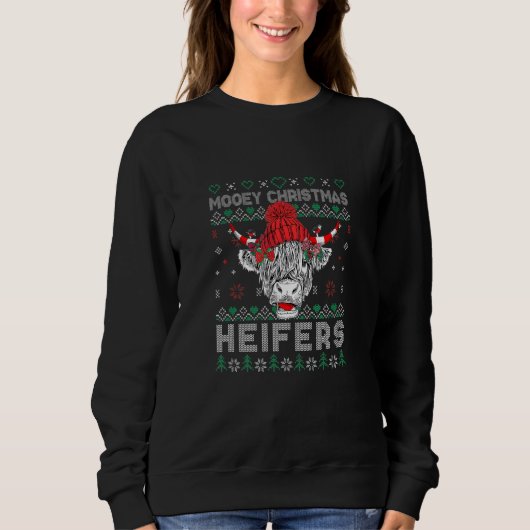 Sweatshirt Ugly Mooey Christmas Heifers Santa Cow (Devant)