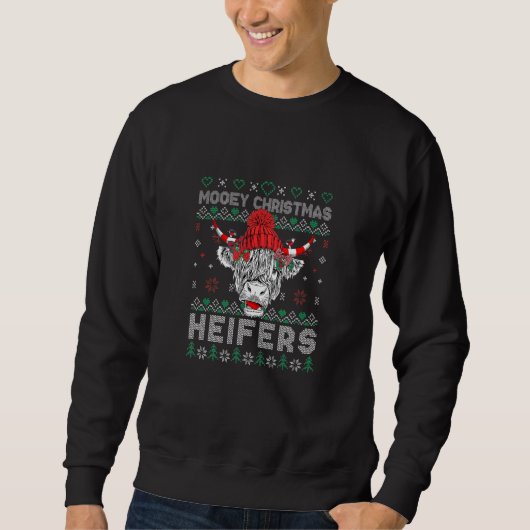 Sweatshirt Ugly Mooey Christmas Heifers Santa Cow (Devant)