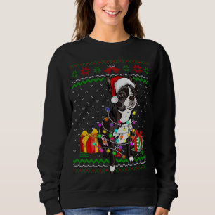 Sweatshirt Ugly Sweater Christmas Lights Boston Terrier Dog L