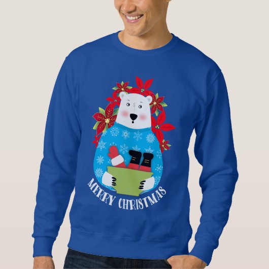 Sweatshirt Ugly sweater Christmas polar bear eating Santa (Devant)