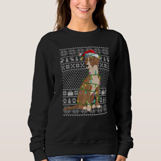 Sweatshirt Ugly Sweater Style Xmas Light Santa Bloodhound Dog (Devant)