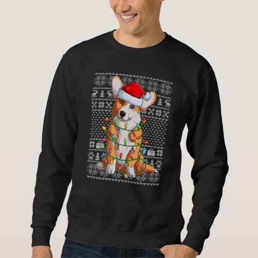 Sweatshirt Ugly Sweater Style Xmas Lights Santa Corgi Dog Chr (Devant)