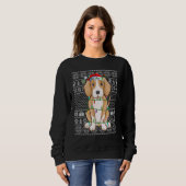 Sweatshirt Ugly Sweater Style Xmas Lights Santa Foxhound Dog  (Devant entier)