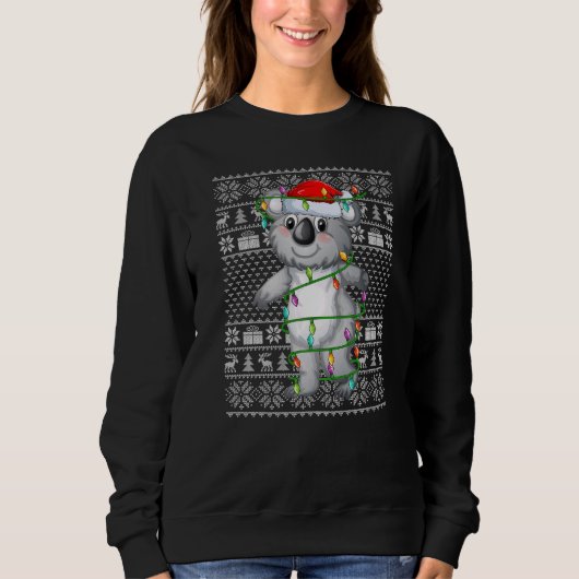 Sweatshirt Ugly Sweater Style Xmas Lights Santa Koala Christm (Devant)