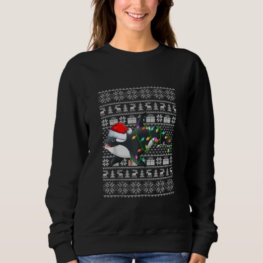 Sweatshirt Ugly Sweater Style Xmas Lights Santa Orca Christma (Devant)