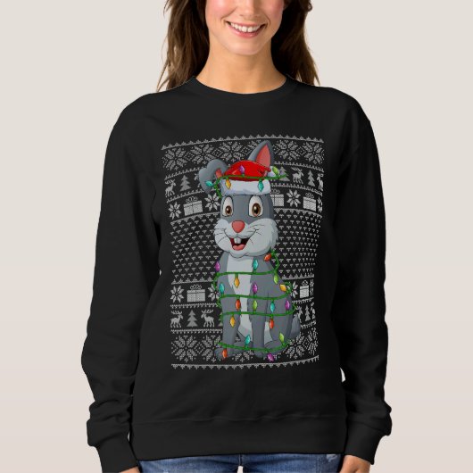 Sweatshirt Ugly Sweater Style Xmas Lights Santa Rabbit Christ (Devant)