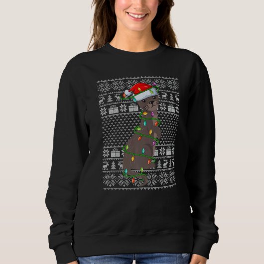 Sweatshirt Ugly Sweater Style Xmas Lights Santa Weasel Christ (Devant)