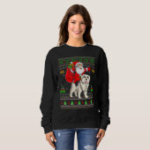 Sweatshirt Ugly Xmas Santa Riding Great Pyrenees Dog Christma (Devant entier)