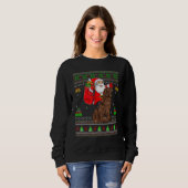 Sweatshirt Ugly Xmas Santa Riding Newfoundland Dog Christmas (Devant entier)