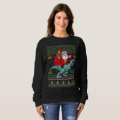Sweatshirt Ugly Xmas Santa Riding Tyrannosaurus Dinosaur Chri (Devant entier)