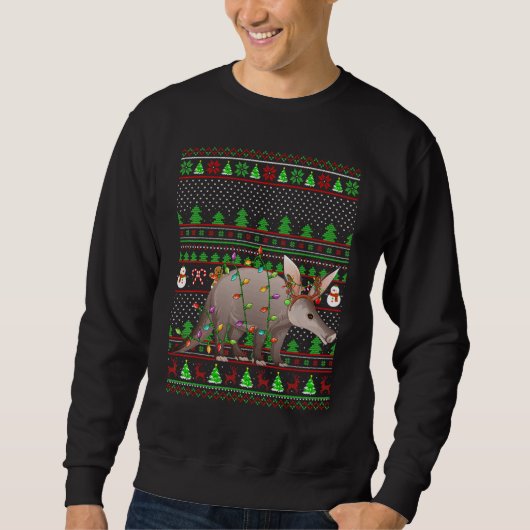 Sweatshirt Ugly Xmas Sweater Style Lighting Aardvark Christma (Devant)