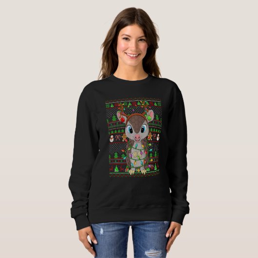 Sweatshirt Ugly Xmas Sweater Style Lighting Armadillo Christm (Devant entier)