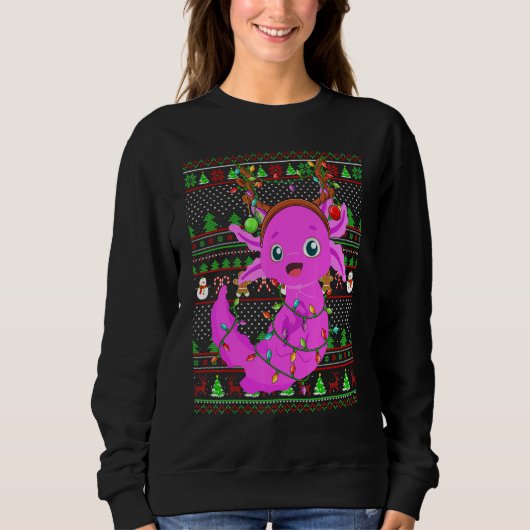 Sweatshirt Ugly Xmas Sweater Style Lighting Axolotl Christmas (Devant)