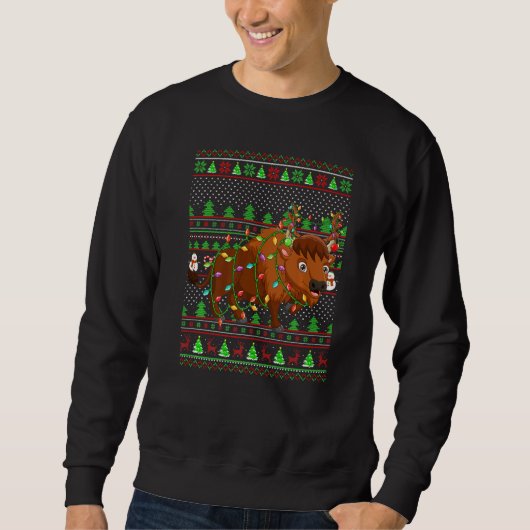 Sweatshirt Ugly Xmas Sweater Style Lighting Bison Christmas (Devant)