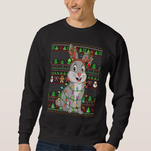 Sweatshirt Ugly Xmas Sweater Style Lighting Bunny Christmas (Devant)