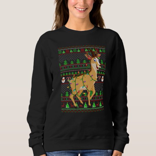 Sweatshirt Ugly Xmas Sweater Style Lighting Chamois Christmas (Devant)