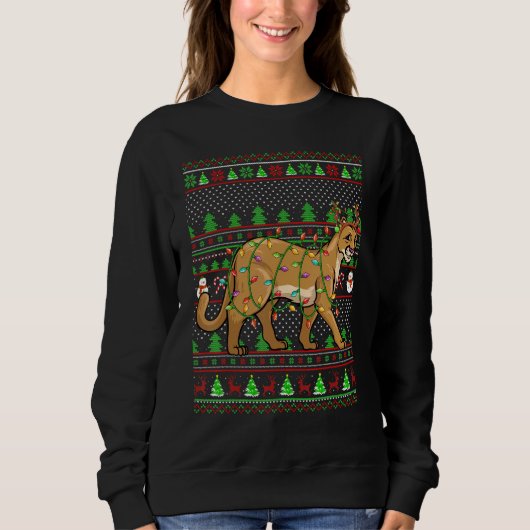 Sweatshirt Ugly Xmas Sweater Style Lighting Cougar Christmas (Devant)