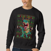 Sweatshirt Ugly Xmas Sweater Style Lighting Dinosaur Christma (Devant)