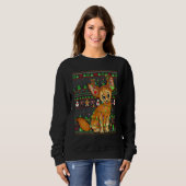 Sweatshirt Ugly Xmas Sweater Style Lighting Fennec Fox Christ (Devant entier)