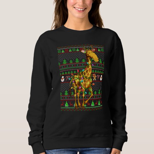 Sweatshirt Ugly Xmas Sweater Style Lighting Giraffe Christmas (Devant)