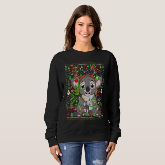 Sweatshirt Ugly Xmas Sweater Style Lighting Koala Christmas (Devant entier)