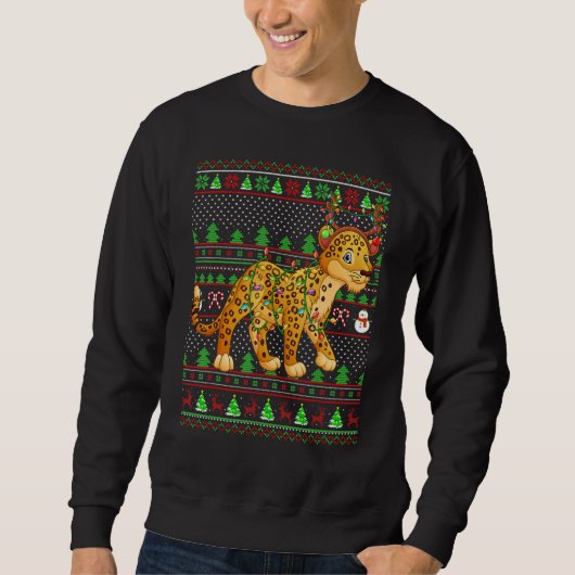 Sweatshirt Ugly Xmas Sweater Style Lighting Leopard Christmas (Devant)
