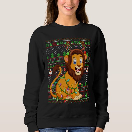 Sweatshirt Ugly Xmas Sweater Style Lighting Lion Christmas (Devant)