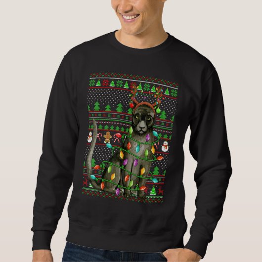 Sweatshirt Ugly Xmas Sweater Style Lighting Panther Christmas (Devant)
