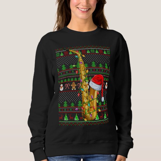 Sweatshirt Ugly Xmas Sweater Style Lighting Saxophone Christm (Devant)