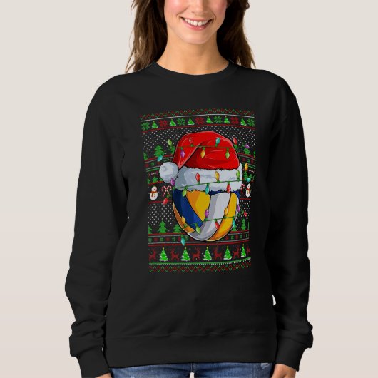 Sweatshirt Ugly Xmas Sweater Style Lighting Volleyball Christ (Devant)