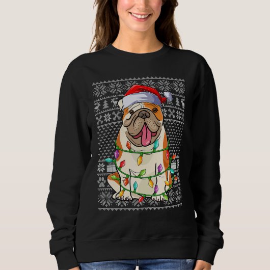 Sweatshirt Ugly Xmas Sweater Style Santa American Bulldog Chr (Devant)