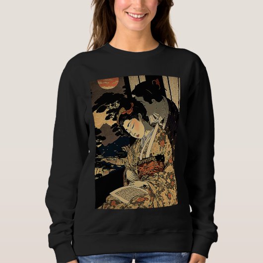 Sweatshirt Ukiyo E Retro Japanese Love During Wartime Dark R (Devant)