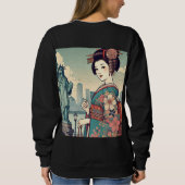 Sweatshirt Ukiyo-e style: Oiran alongside the Statue of Liber (Dos)