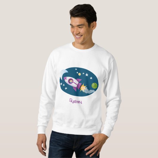 Sweatshirt Un adorable vaisseau-fusée dans l'espace dessin an (Devant entier)