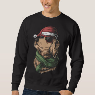 Sweatshirt Un Chien D'Or Portant Un Chapeau De Père Noël Pour