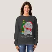 Sweatshirt Un éléphant de Noël festif ajouter un message (Devant entier)