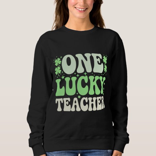 Sweatshirt Un enseignant chanceux St patrick rétro Super ense (Devant)