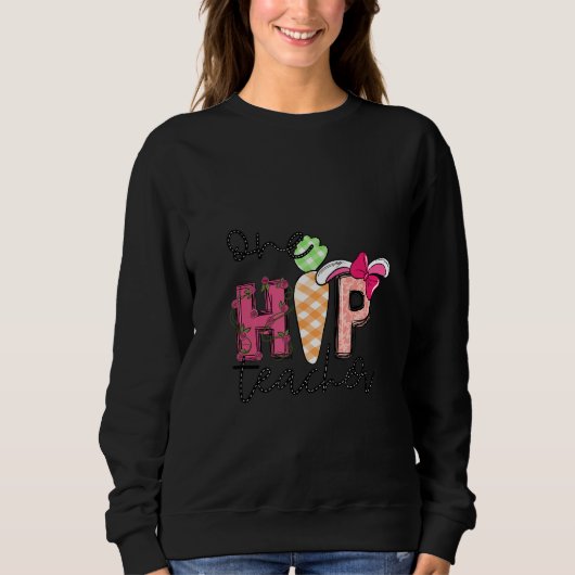 Sweatshirt Un enseignant de hanche heureux lapin de Pâques (Devant)