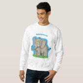 Sweatshirt Un joli éléphant drôle avec un oiseau sur le tronc (Devant entier)