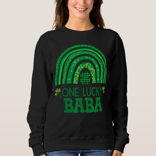 Sweatshirt Un Lucky Baba Shamrock Patrick S Day Rainbow Iris (Devant)