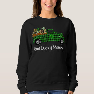 Sweatshirt Un Lucky Momma Green Plaid Truck Shamrocks St Pat