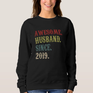 Sweatshirt Un Mari Awesome Depuis 2019 Retro 3 Anivers Mariag
