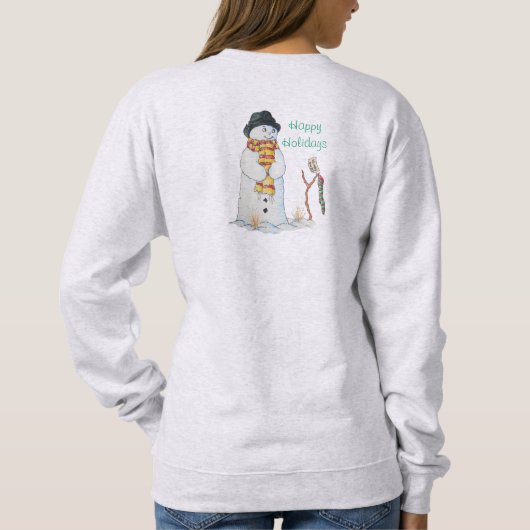 Sweatshirt Un mignon bonhomme de neige souriant dans la neige (Dos)