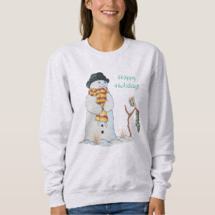 Sweatshirt Un mignon bonhomme de neige souriant dans la neige
