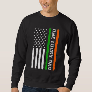 Sweatshirt Un papa chanceux drapeau américain irlandais Irlan