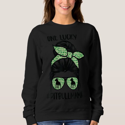 Sweatshirt Un Pitbull Lucky Mama Funny St Patrick S Day Pitb (Devant)
