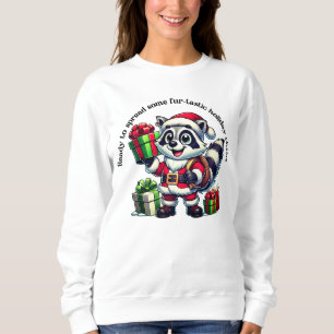 Sweatshirt Un raton laveur festif qui ravit avec des cadeaux